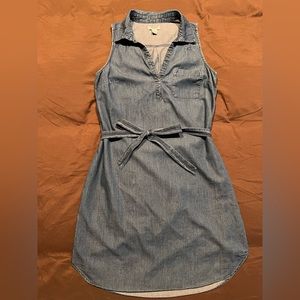 Old Navy size S denim sleeveless tee shirt dress tie around waist